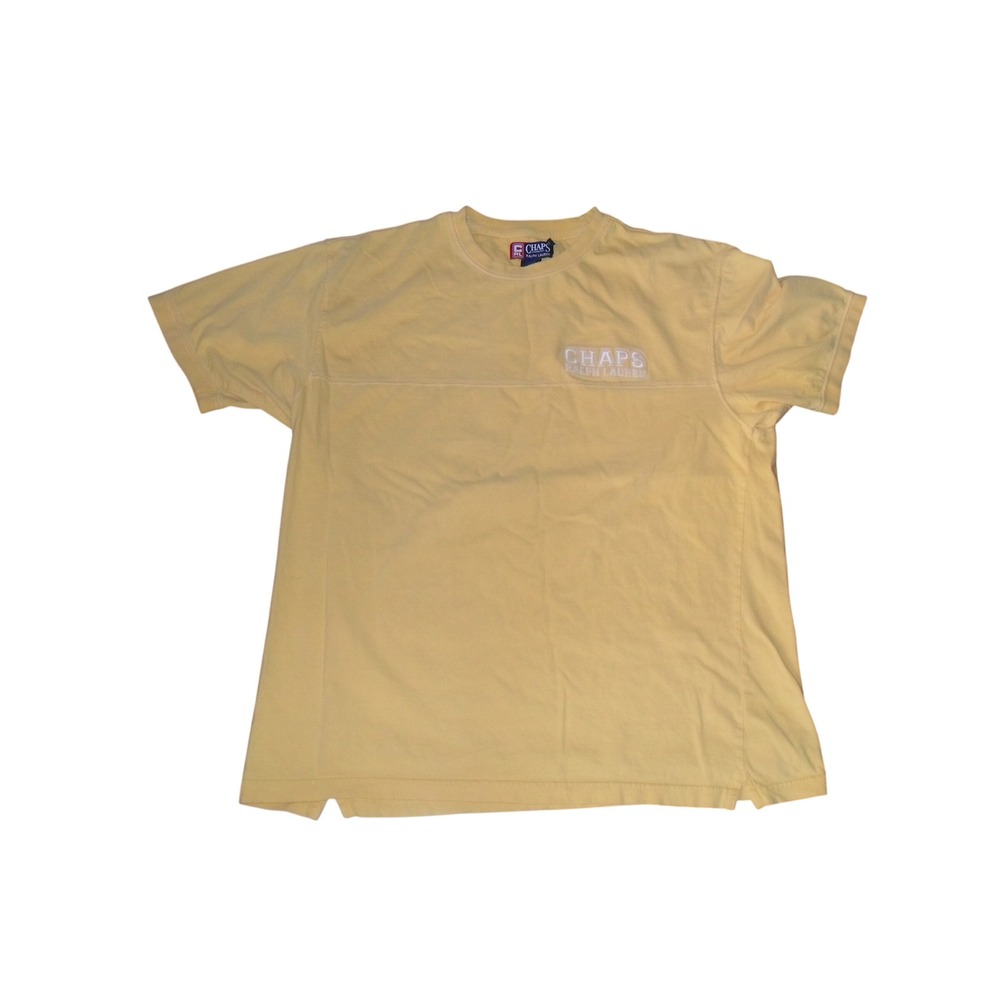 Chaps Ralph Lauren Mens XL Yellow Embroidered Logo Short Sleeve T-Shirt Vintage